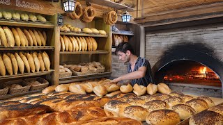 Legendary Turkish bread In this bakery the bread is baked in a wood fire [upl. by Schoenberg]