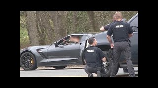 Black Corvette Wanted by Police After HighSpeed Chase [upl. by Adiana37]