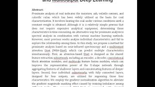 Intelligent Proximate Analysis of Coal Based on Near Infrared Spectroscopy and Multioutput Deep Lear [upl. by Kilgore]