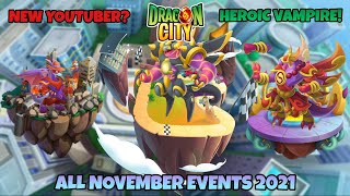 ALL NOVEMBER EVENTS IN DRAGON CITY 2021  New Overpowered Dragons [upl. by Kramnhoj]