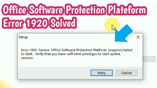 Error 1920  Office Software Protection Plateform Failed to Start Resolved  Office 2010 error 1920 [upl. by Aeslahc]