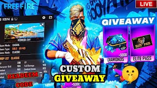 FREE FIRE LIVE GIVEAWAY CUSTOM ROOM  FF LIVE DIAMOND GIVEAWAY lokeshgamer shotsfeed [upl. by Brote]