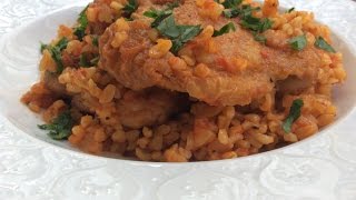 CHICKEN AND BULGUR PILAF IN ONE POT RECIPE  Easy And So Delicious [upl. by Ransome]