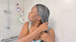 How to Wash you Natural Hair in Braids without frizz  Natural Hair Washday in Braids [upl. by Hillier]