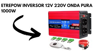 ETREPOW Inversor 12v 220v Onda Pura 1000w Convertidor de Voltaje con 2 Tomas de la UE y USB Mando [upl. by Elesig798]