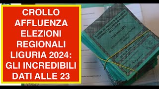 CROLLO AFFLUENZA ELEZIONI REGIONALI LIGURIA 2024 GLI INCREDIBILI DATI ALLE 23 [upl. by Nivonod]