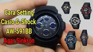 CARA SETTING TERPISAH ANALOG DIGITAL AGAR SINKRON  CASIO GSHOCK AW591BB1A  AW590  AW591 [upl. by Barden]