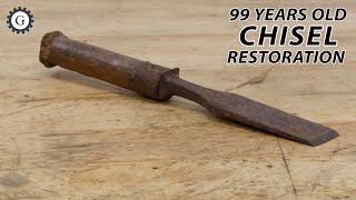 Antique Rusty Chisel Restoration [upl. by Eicart]