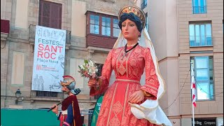 Trobada de Gegants a la Plaça Nova  Festes de Sant Roc 2023 a Barcelona [upl. by Rena]