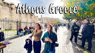 Athens Greece walking tour 4k HDR University Syntagma Plaka Monastiraki Temple of Zeus [upl. by Antipas998]