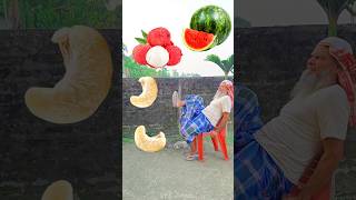 Rounding cashew nuts to Grapes Mango lichi amp Watermelon  Fruits names magic video [upl. by Donella216]