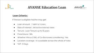 AVANSE Education loan Policy in Hindi [upl. by Chao]