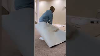 Ripping Out Old Carpet  Satisfying DIY Project DIY basementrenovation [upl. by Reivaxe]