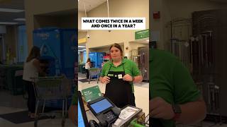 Grocery store employee asks riddle [upl. by Enellek]