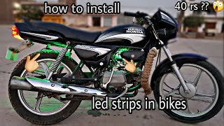 40 rs  how to install led strips in splendor all bikes must watch [upl. by Urania]