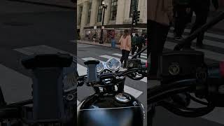 Riding through the famous Lasalle Street in Chicago classicmotorcycles [upl. by Oynotna]