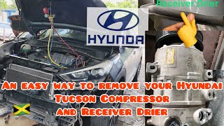 How to Remove and Replace a Hyundai Tucson AC Compressor and Receiver Drier 2016  2019 Kia [upl. by Hisbe]