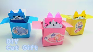 🌈DIY Cute cat Gift 🎁  Easy Paper gift idea  How to make Cute paper gift  Paper gift box [upl. by Ahsinna]