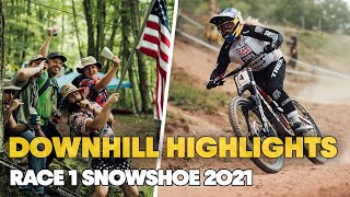 Race 1 Highlights from Snowshoe  UCI Downhill MTB World Cup 2021 [upl. by Nairda]