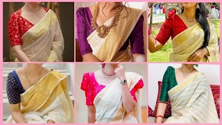 😍Kerala Saree Blouse Designs  Onam Saree Blouse Designs prayankfashions [upl. by Eadahs970]