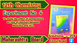 Class 12 Chemistry Experiment No 4 Solutions  Maharashtra Board [upl. by Werdma]