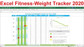 2020 Fitness amp Weight Loss Tracker Excel template2020 Exercise Planner Workout Calendar Spreadsheet [upl. by Atinid]