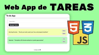 2 Cómo Crear Una Web App De Tareas con HTML CSS y JavaScript [upl. by Giguere392]