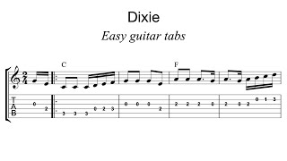 Easy guitar tabs  How to play Dixie  Capotasto Music [upl. by Azaleah]