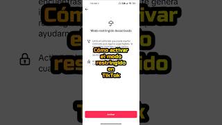 Cómo activar el modo restringido en TikTok shorts tiktok redessociales [upl. by Wiskind]