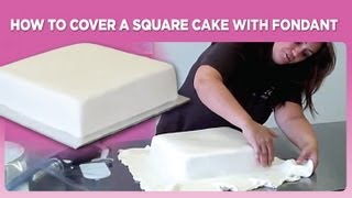 How to cover a square cake with fondant [upl. by Aisat]