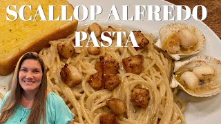 CREAMY SCALLOP ALFREDO PASTA AND SCALLOPS ON THE HALF SHELL HOW TO COOK SCALLOPS QUICK AND EASILY [upl. by So]