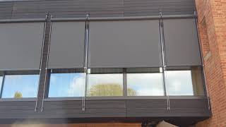 External motorised roller blinds with steel side cables [upl. by Oiromed]