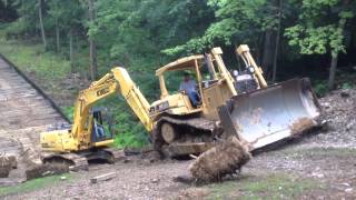 Steep slippery slope for a dozer and excavator [upl. by Chuah]