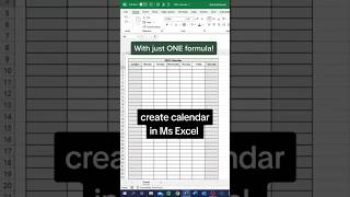 Creat🔥 calendar 📆😱 in ms excel Computer Shortcut Key computer exceltips [upl. by Ahseem209]