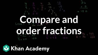 Comparing and ordering fractions  Fractions  PreAlgebra  Khan Academy [upl. by Snook]