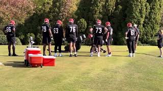 Bengals OL Alex Cappa Cordell Volson and Amarius Mims work on run blocking sled Wednesday [upl. by Callas25]