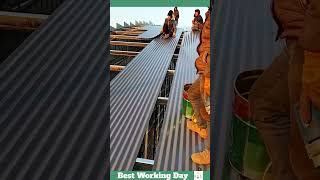 Best working day 1368 Roof construction process [upl. by Ostap765]