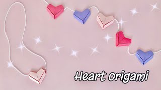 DIY Hearts Garland  Easy Origami Hearts [upl. by Remmos]