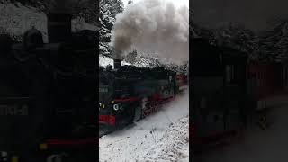 🚂🥶Volldampf Bergauf👍🚂 und bei Schnee⛄ VII K Dampflok der Fichtelbergbahn 🚂 youtubeshorts shorts [upl. by Aras]