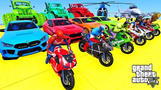 GTA V Super Stunt Car Racing Challenge By SPIDER MAN With Amazing Super Cars Off Road and Sea Shark [upl. by Cathrine718]