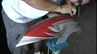 Custom Painting a Chopper AIRBRUSH TAPING AND PINSTRIPING [upl. by Eimam]