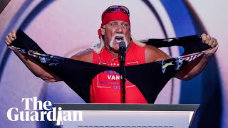 Hulk Hogan hypes up Donald Trump and tears shirt off at Republican national convention [upl. by Nyret]