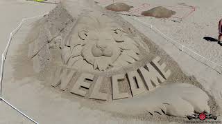 Singing Sands Sand Sculpting Festival Day 1 Drone Footage Michigan City Indiana 4K [upl. by Gerek]