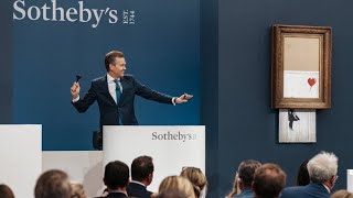 Banksy Artwork Love is in the Bin Sells for Record Price of USD25 Million GBP185M at Sothebys [upl. by Royo67]