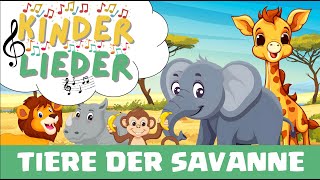 Kinderlied zum Mitsingen 🎶  Affe Löwe Giraffe Nashorn und Elefant tanzen in der Savanne 🎉 [upl. by Annaes]