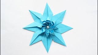 Blue Paper FLOWER Star  Modular Origami Tutorial DIY [upl. by Karly16]