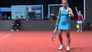 Barbora Zahlavova Strycova service  return game vs Amanmuradova  Porsche Tennis Grand Prix 2012 [upl. by Ciryl]