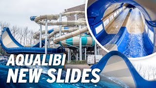 Riding the NEW Water Slides at Aqualibi 2023  Walibi Belgium [upl. by Ethbun]