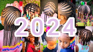 💯🔥2024 Best Ideas For Little Girls Cornrows Braids Hairstyles  Cute Kids Hairstyles with Beads👍🎄 [upl. by Hesoj]