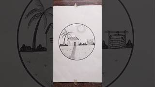 How to Draw Village Scenery with Pencil Sketch Nature Pencil Drawing for Beginners [upl. by Ailegna]